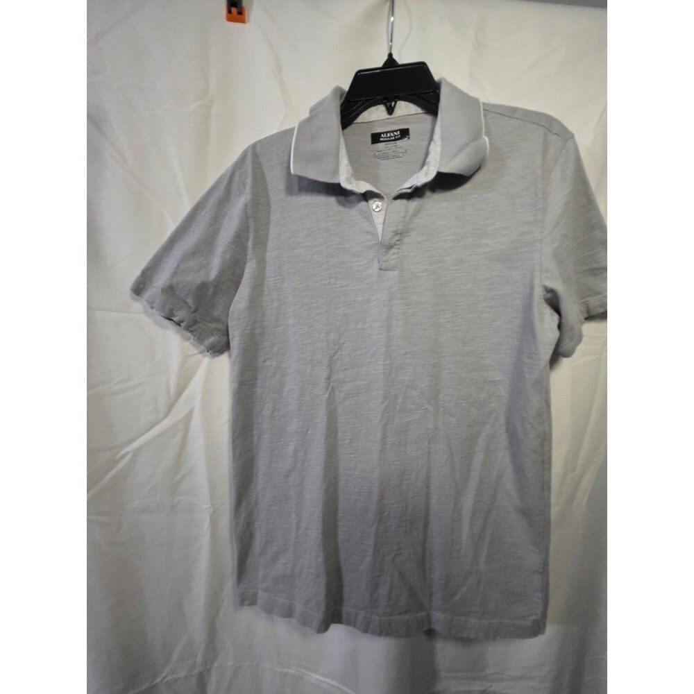 Alfani Men's Polo Shirt Medium Gray Regular Fit 100% Cotton Short Sleeve